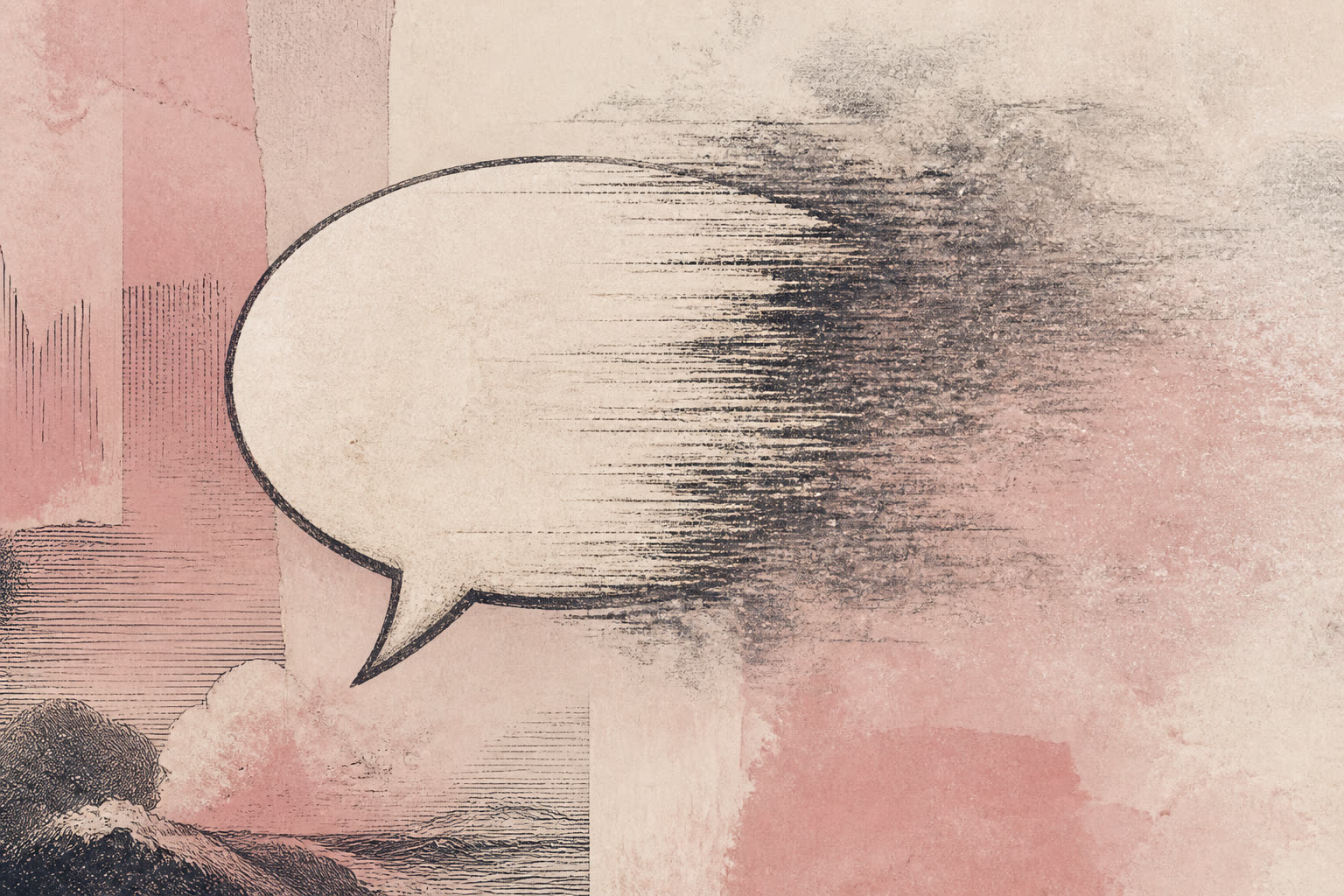 A thought bubble going empty in the middle of a conversation
